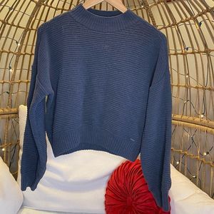 Hollister gray chenille crop sweater size small